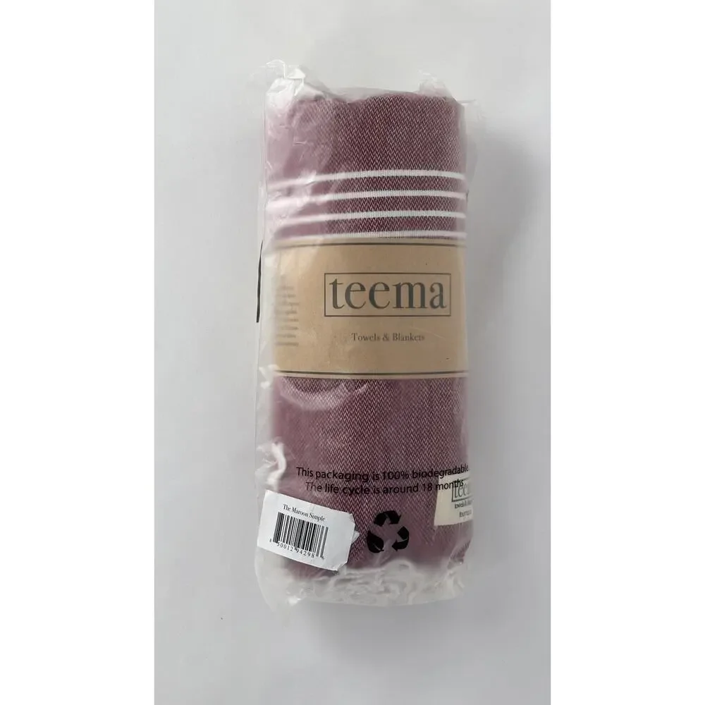 Teema The Maroon Simple Organic Cotton Turkish Towel Bath Sheet New 68